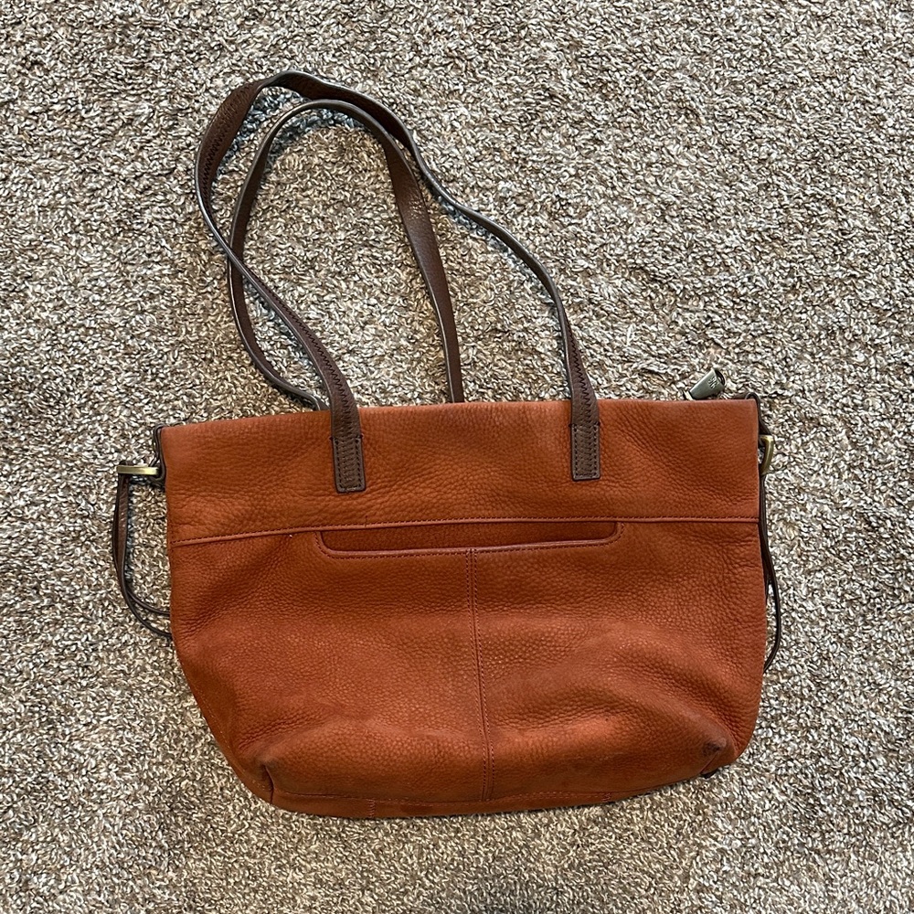 HOBO Cecily Mini Tote Red Brown pebbled leather bag